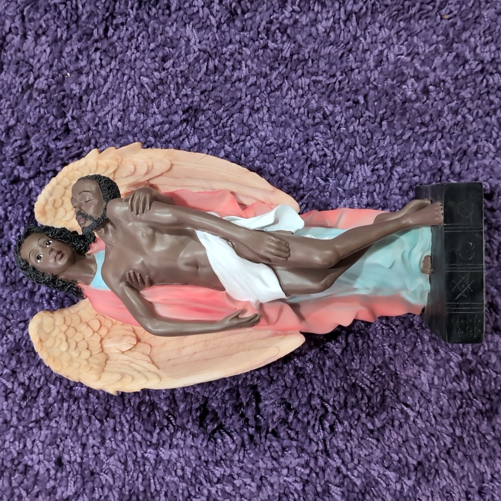 Vintage Black Americana Angel Biblical Man Ceramic Statue